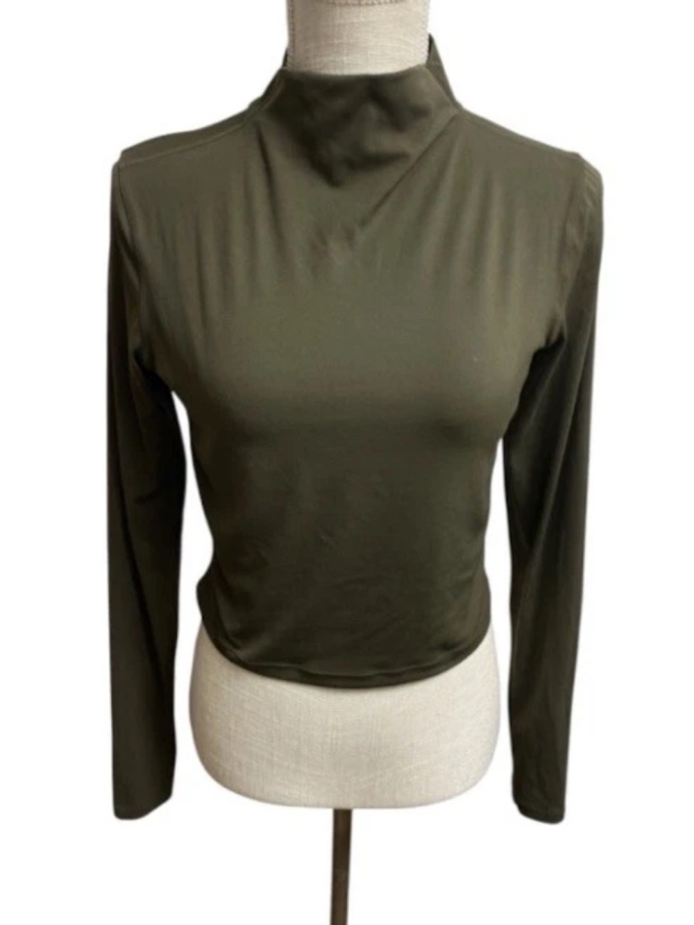 Lululemon All Aligned Mock-Neck Olive Green Long-Sleeve Shirt Size 8 EUC!